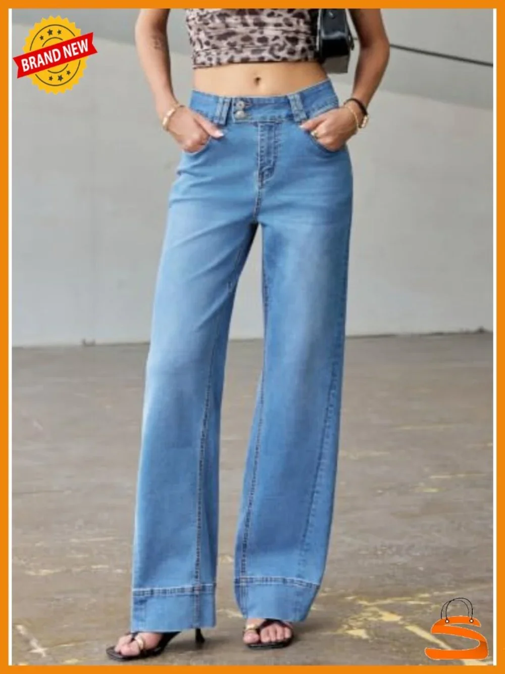 High Waisted Wide Leg Stretchy Baggy Denim Jeans